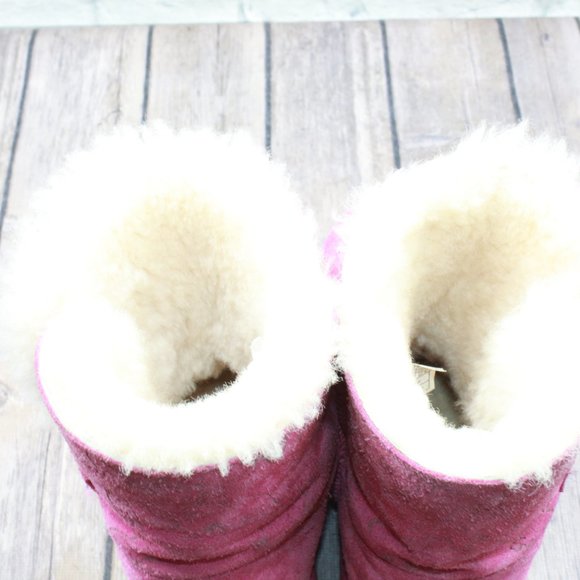 UGG Australia Fauna Princess Pink Suede Sheepskin Button Charm Winter Boots US 4 - Picture 8 of 10